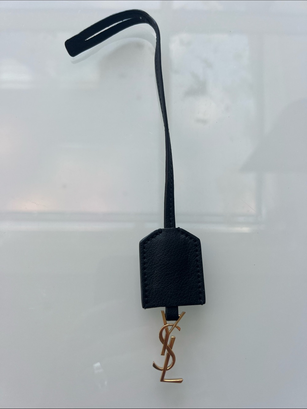 Saint Laurent Black Leather Tag with Gold YSL Charm